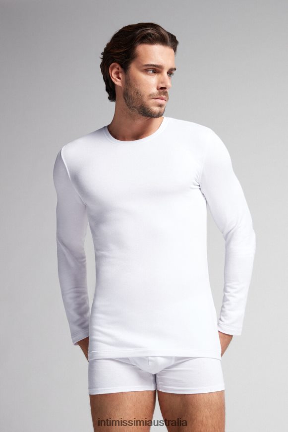 Intimissimi Men 001-White Apparel 0RJT48227 Long-Sleeve Modal-Cashmere Top