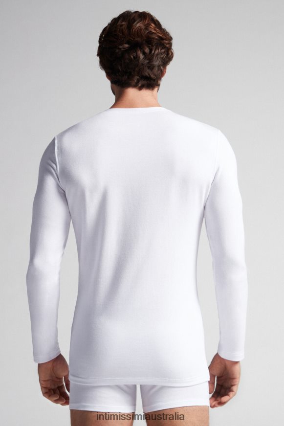 Intimissimi Men 001-White Apparel 0RJT48227 Long-Sleeve Modal-Cashmere Top