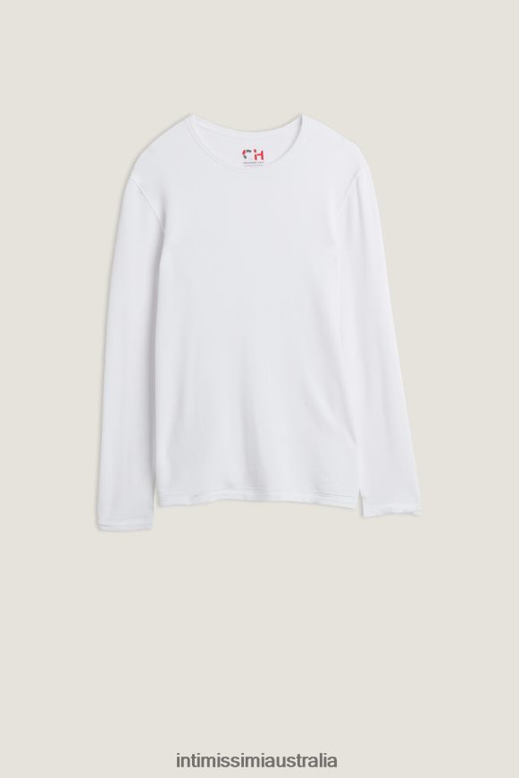 Intimissimi Men 001-White Apparel 0RJT48227 Long-Sleeve Modal-Cashmere Top