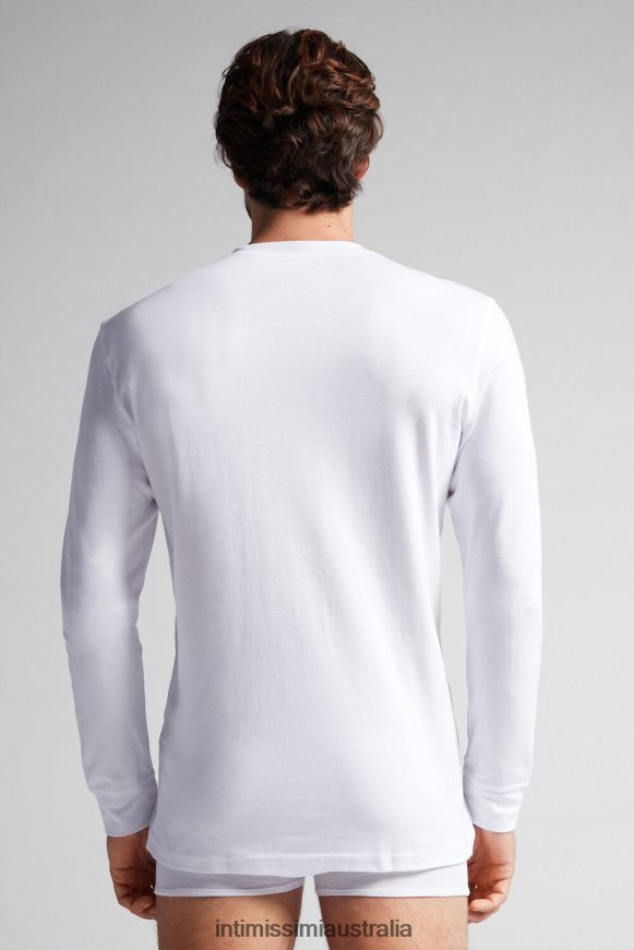 Intimissimi Men 001-White Apparel 0RJT48238 Long-Sleeve Top in Supima Interlock