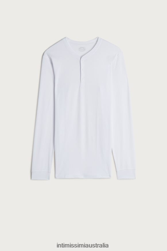 Intimissimi Men 001-White Apparel 0RJT48238 Long-Sleeve Top in Supima Interlock