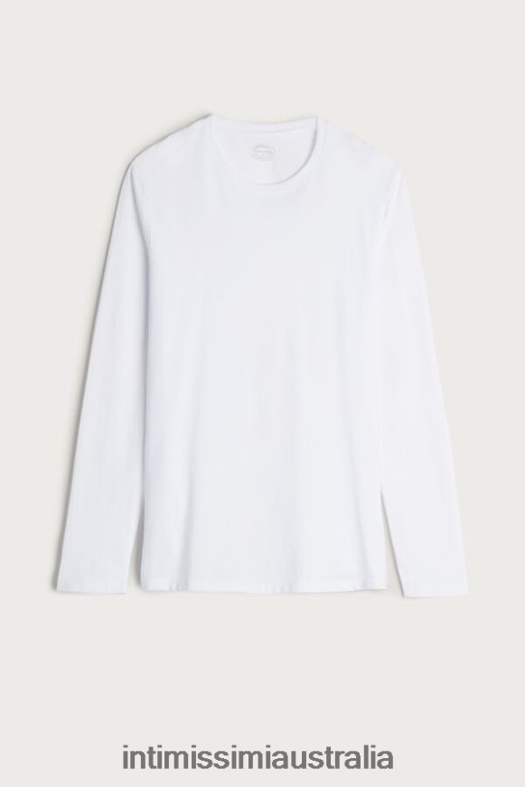 Intimissimi Men 001-White Apparel 0RJT48294 Long-Sleeve Supima Cotton Top