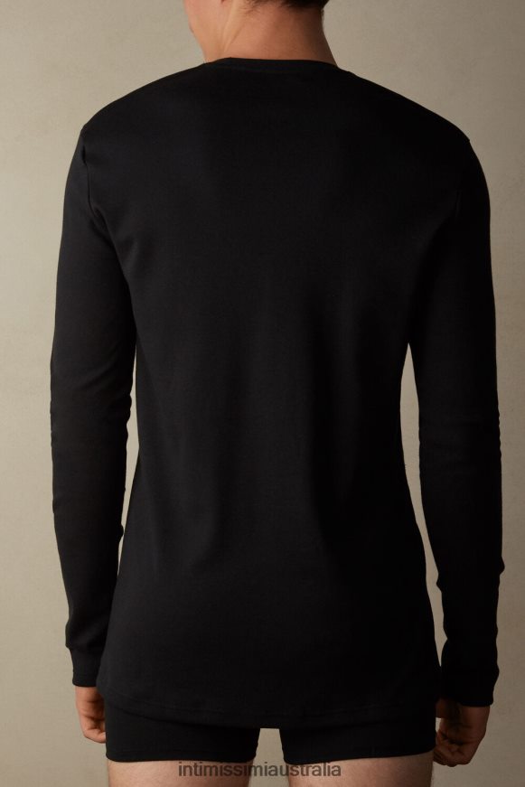 Intimissimi Men 019-Black Apparel 0RJT48203 Warm Cotton Long-Sleeved Top