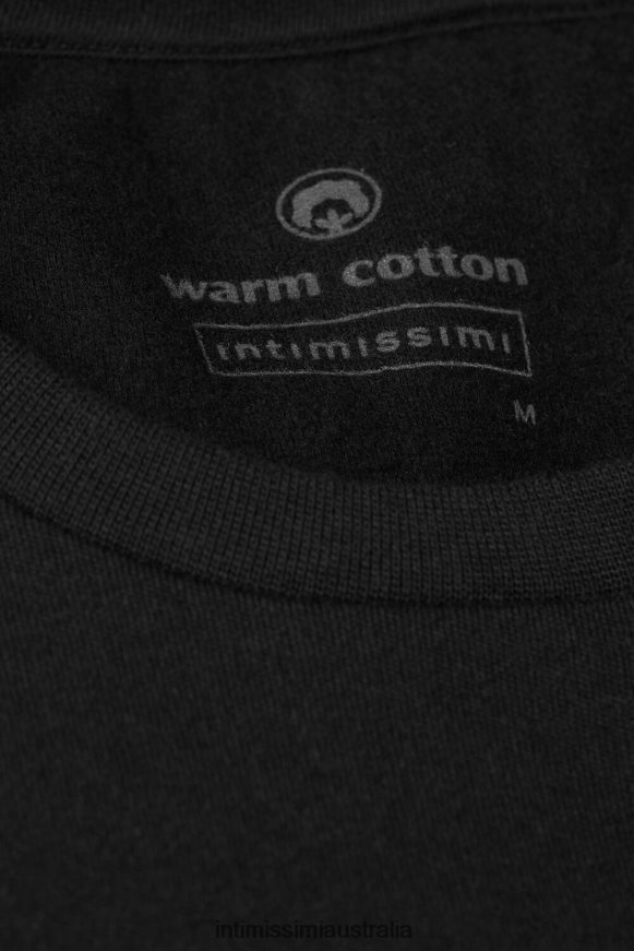 Intimissimi Men 019-Black Apparel 0RJT48203 Warm Cotton Long-Sleeved Top