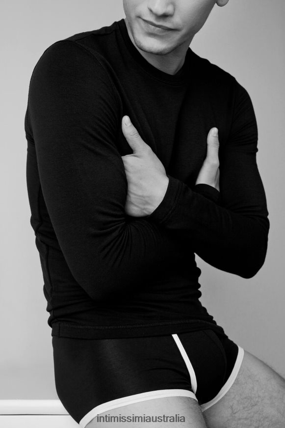 Intimissimi Men 019-Black Apparel 0RJT48255 Long-Sleeve Modal-Cashmere Top