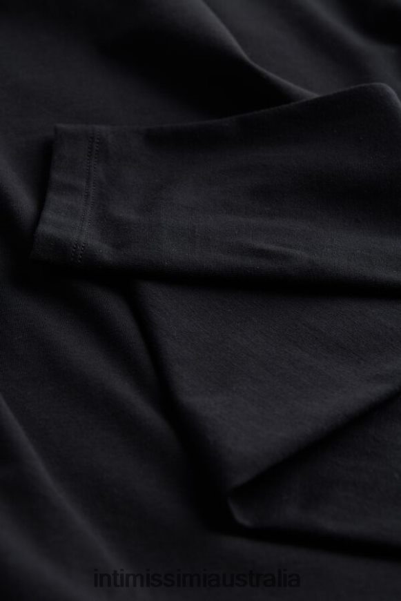 Intimissimi Men 019-Black Apparel 0RJT48279 Long-Sleeve Stretch Supima Cotton Top