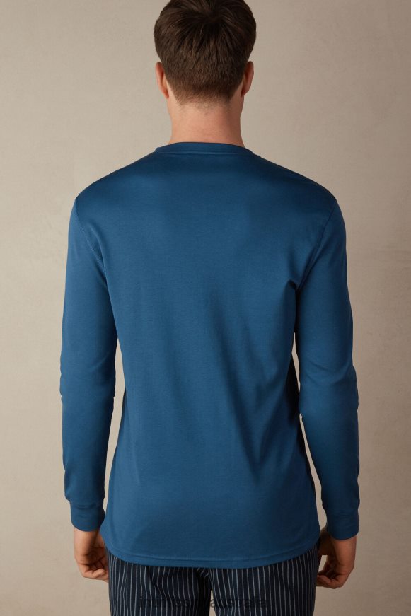 Intimissimi Men 202J-Foggy Blue Apparel 0RJT48197 Long-Sleeve Top in Supima Interlock
