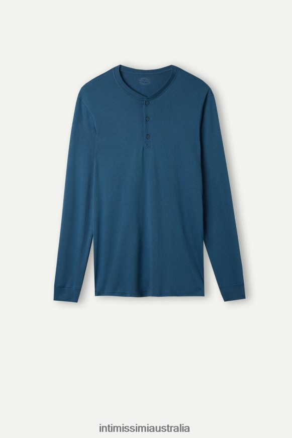 Intimissimi Men 202J-Foggy Blue Apparel 0RJT48197 Long-Sleeve Top in Supima Interlock