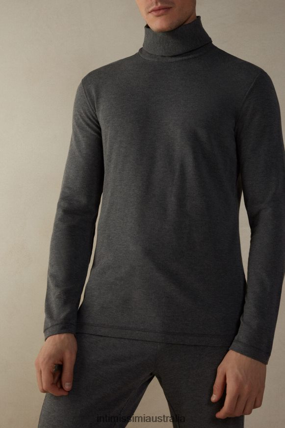 Intimissimi Men 5227-Charcoal Grey Melange Apparel 0RJT48217 Long-sleeve High-Neck Modal-Cashmere Top