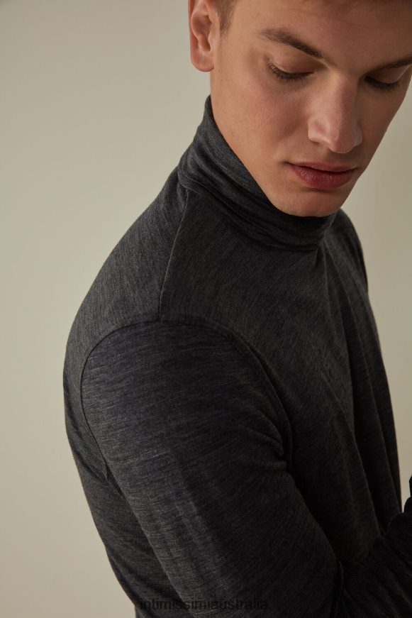Intimissimi Men 7522-Charcoal Grey Blend Apparel 0RJT48247 Long-sleeve High-Neck Merino-Wool Top