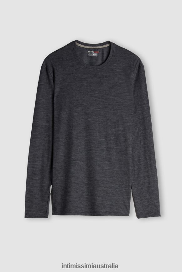 Intimissimi Men 7522-Charcoal Grey Blend Apparel 0RJT48248 Long-sleeve Round-Neck Merino-Wool Top