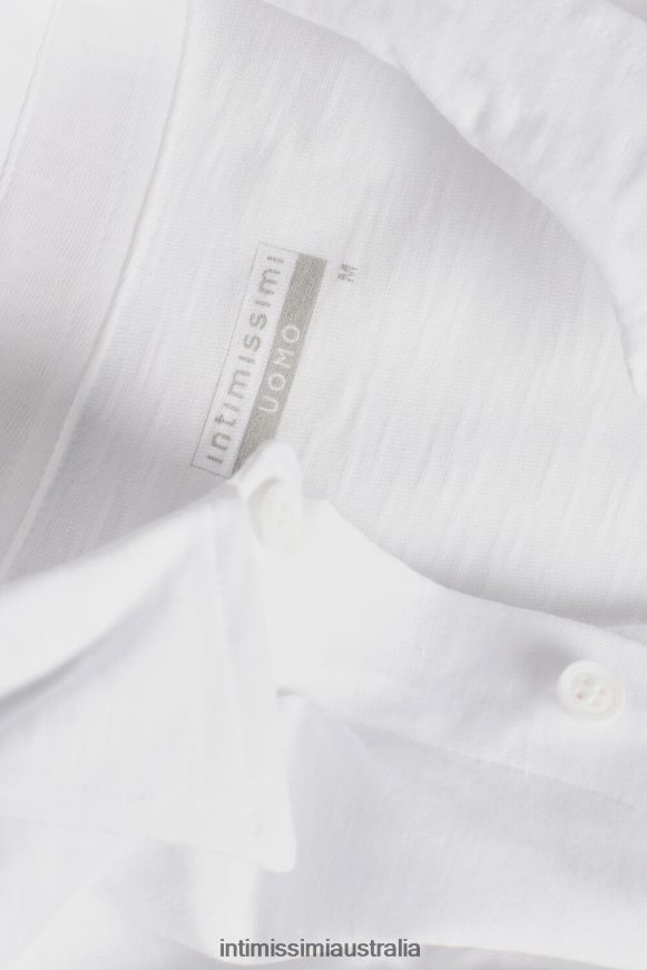 Intimissimi Men 001-White Apparel 0RJT48214 Long-Sleeved Slub Cotton Shirt