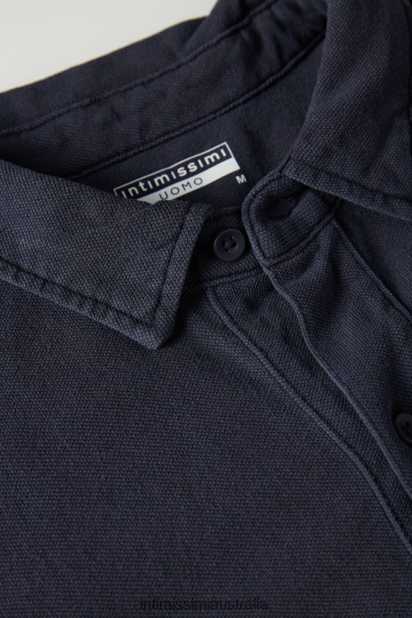 Intimissimi Men 043J-Washed Blue Apparel 0RJT48204 Washed Collection Cotton Pique Shirt