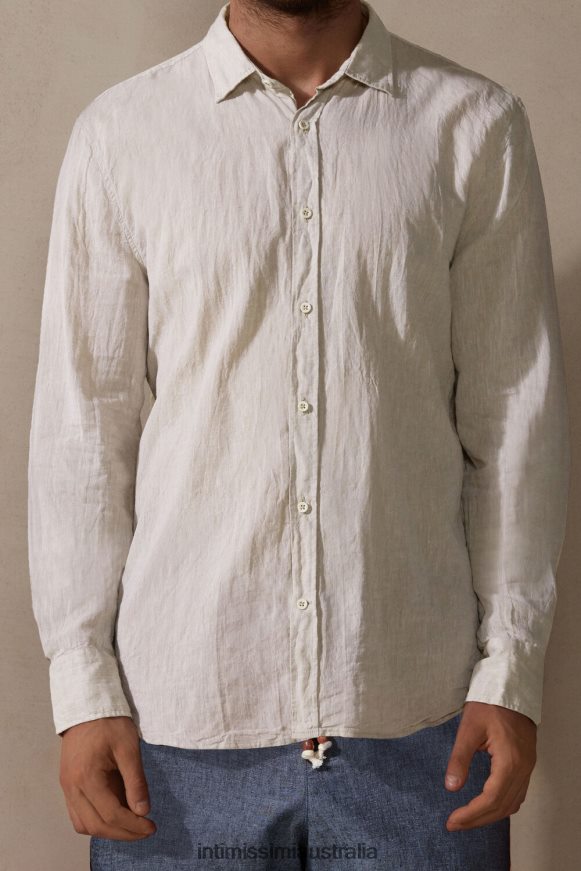 Intimissimi Men 917I-White Linen Apparel 0RJT48209 Linen and Cotton Shirt