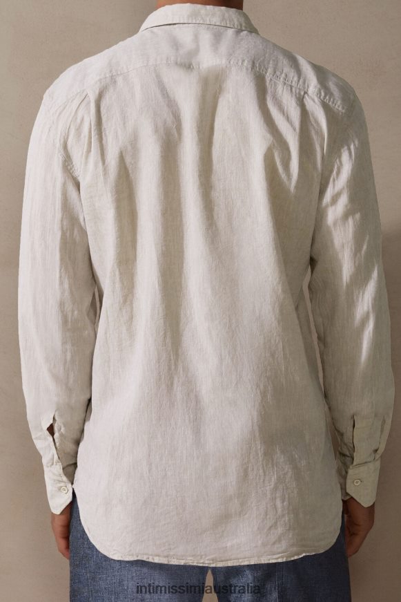 Intimissimi Men 917I-White Linen Apparel 0RJT48209 Linen and Cotton Shirt