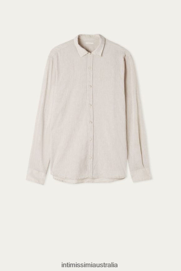 Intimissimi Men 917I-White Linen Apparel 0RJT48209 Linen and Cotton Shirt