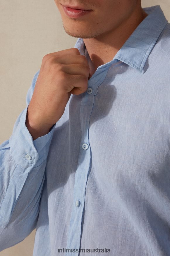 Intimissimi Men 979I-Light Blue Apparel 0RJT48167 Linen and Cotton Shirt