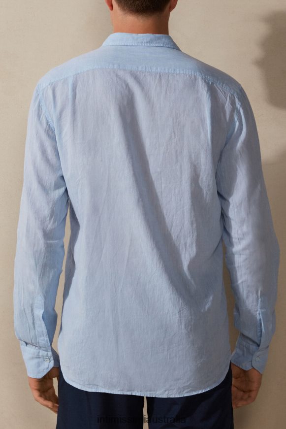 Intimissimi Men 979I-Light Blue Apparel 0RJT48167 Linen and Cotton Shirt