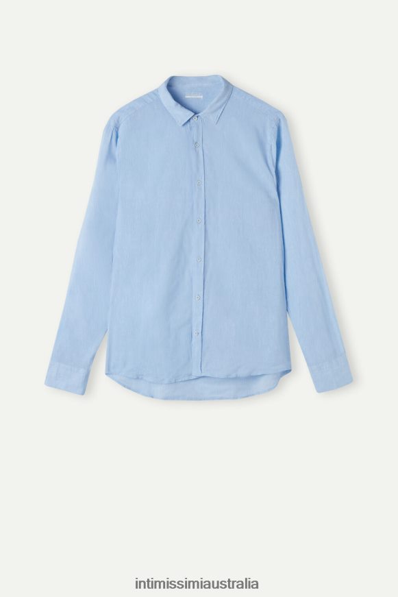 Intimissimi Men 979I-Light Blue Apparel 0RJT48167 Linen and Cotton Shirt