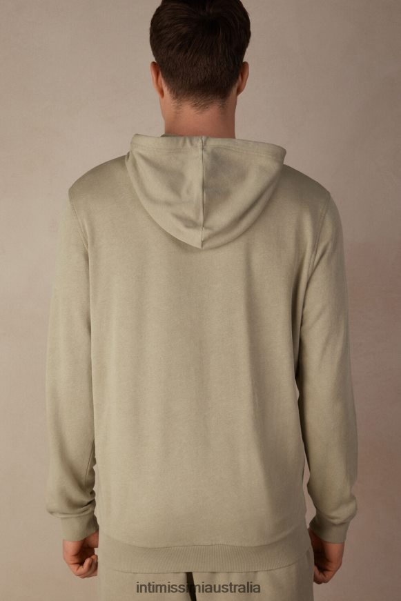 Intimissimi Men 166J-Sand-Colored Beige Apparel 0RJT48188 Washed Collection Zip-Up Sweatshirt