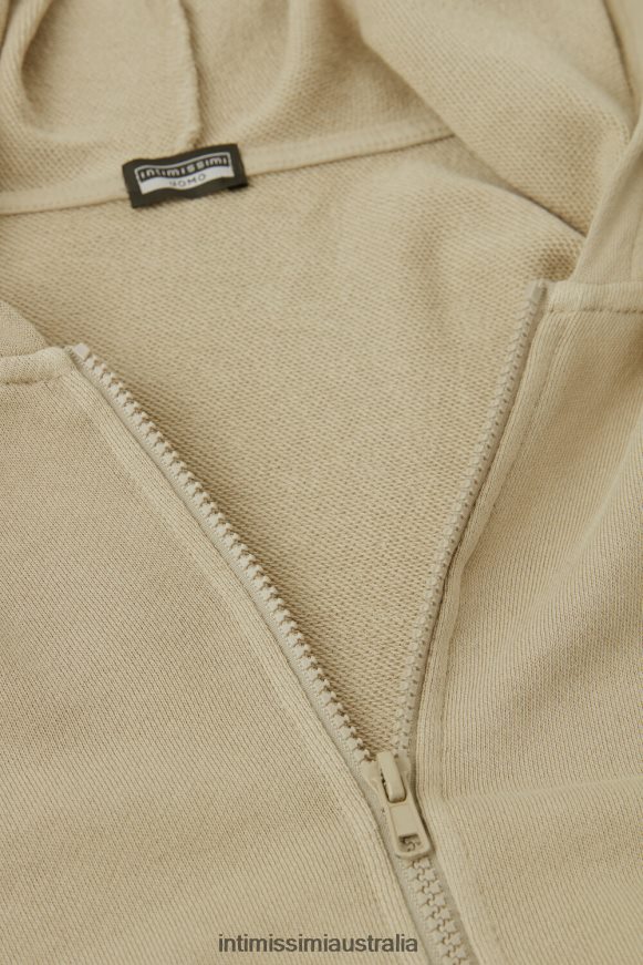Intimissimi Men 166J-Sand-Colored Beige Apparel 0RJT48188 Washed Collection Zip-Up Sweatshirt