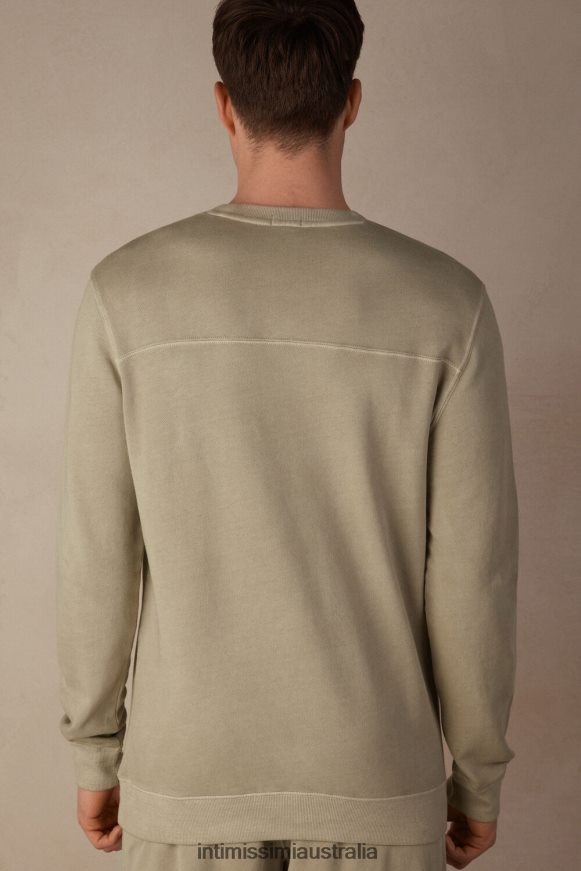 Intimissimi Men 166J-Sand-Colored Beige Apparel 0RJT48189 Washed Collection Crew-Neck Sweatshirt