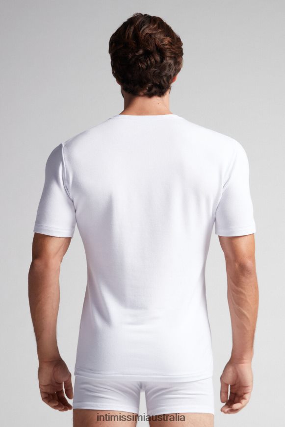 Intimissimi Men 001-White Apparel 0RJT48228 Short-Sleeve Modal-Cashmere Top