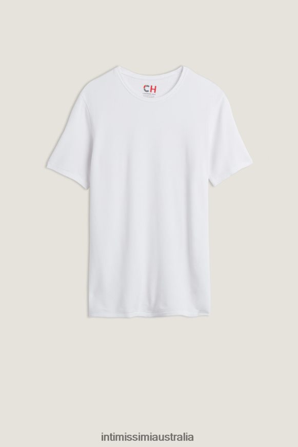 Intimissimi Men 001-White Apparel 0RJT48228 Short-Sleeve Modal-Cashmere Top