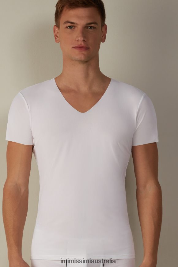 Intimissimi Men 001-White Apparel 0RJT48266 Raw-Edge Micromesh Top