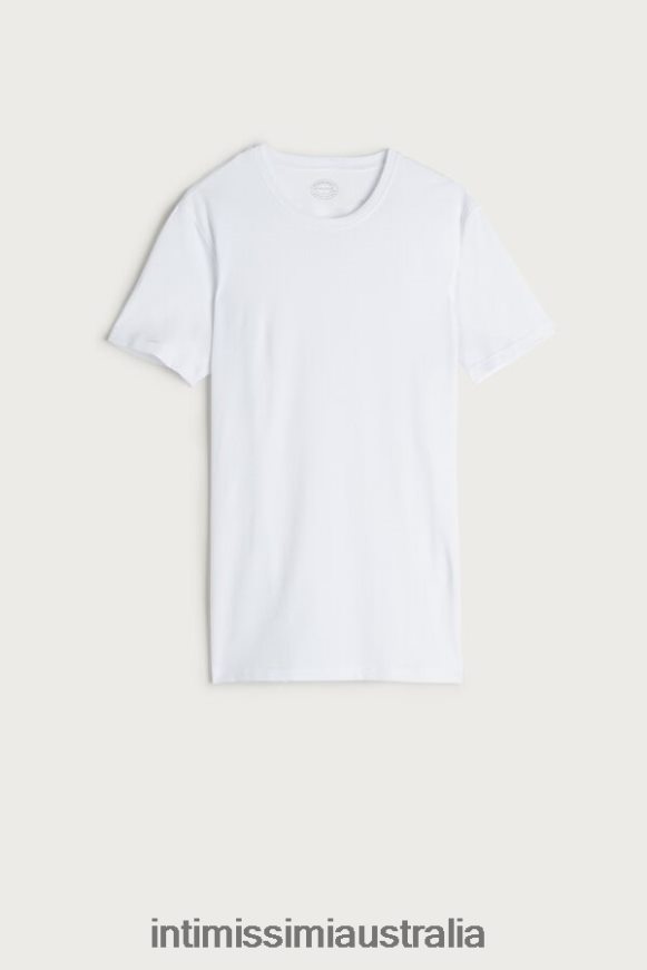 Intimissimi Men 001-White Apparel 0RJT48286 Stretch Supima Cotton T-Shirt