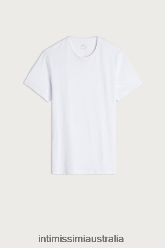 Intimissimi Men 001-White Apparel 0RJT48320 Short Sleeve Round Neck T Shirt in Supima Cotton