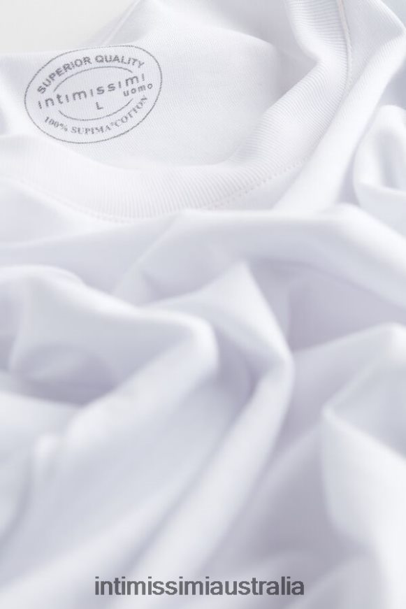 Intimissimi Men 001-White Apparel 0RJT48320 Short Sleeve Round Neck T Shirt in Supima Cotton