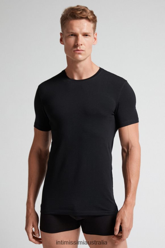 Intimissimi Men 019-Black Apparel 0RJT48285 Stretch Supima Cotton T-Shirt