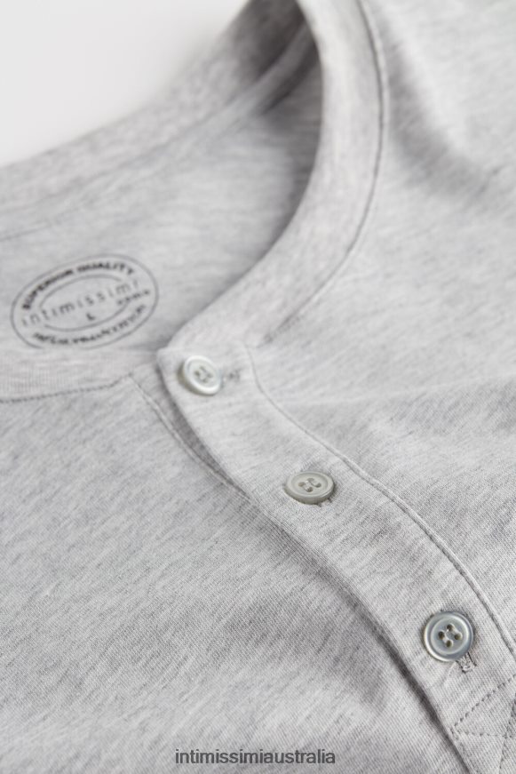 Intimissimi Men 031-Light Grey Melange Apparel 0RJT48233 Short-Sleeved Supima Cotton Shirt