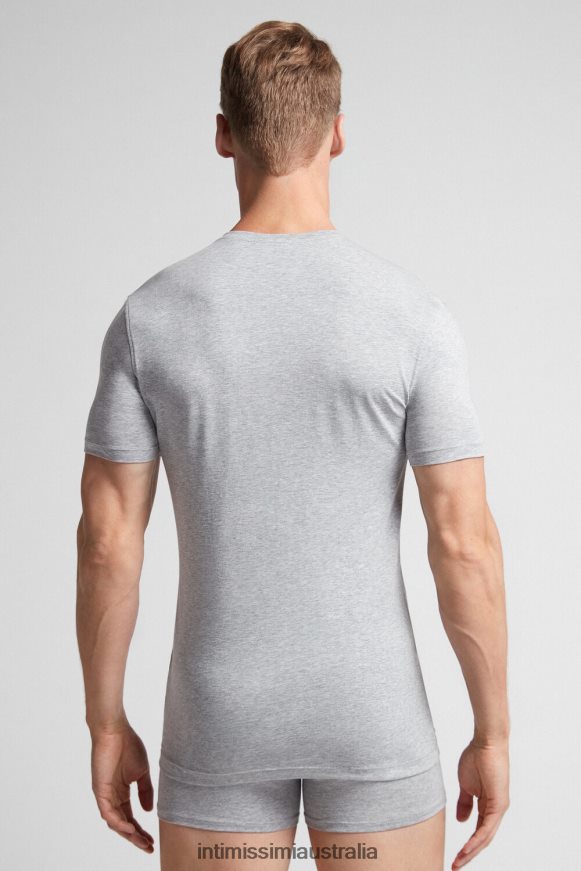 Intimissimi Men 031-Light Grey Melange Apparel 0RJT48283 Stretch Supima Cotton T-Shirt