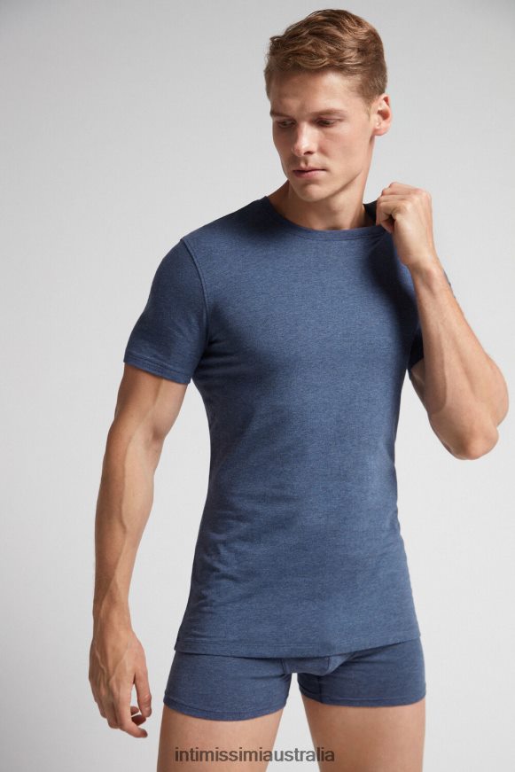 Intimissimi Men 5210-Denim Blue Blend Apparel 0RJT48267 Stretch Supima Cotton T-Shirt