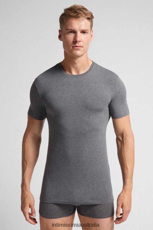 Intimissimi Men 5227-Charcoal Grey Melange Apparel 0RJT48269 Stretch Supima Cotton T-Shirt