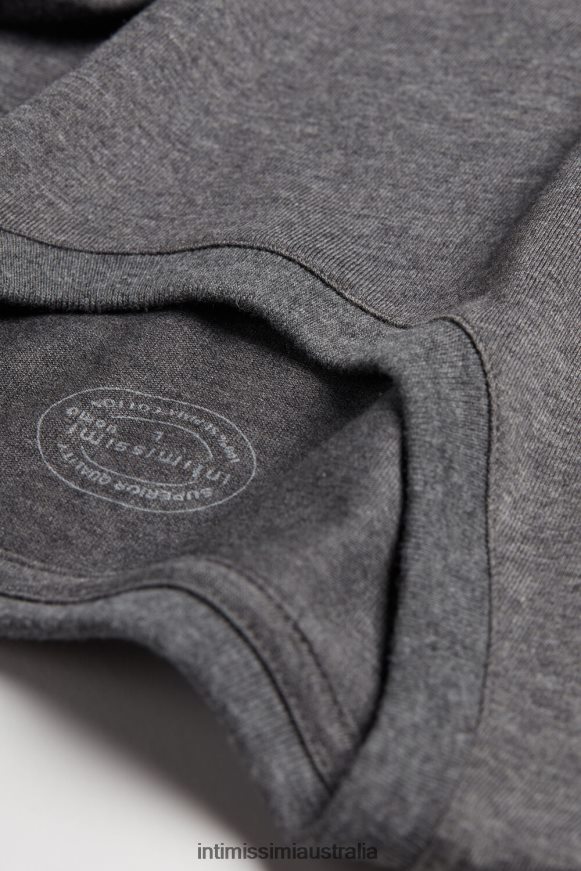 Intimissimi Men 5227-Charcoal Grey Melange Apparel 0RJT48316 Short Sleeve Round Neck T Shirt in Supima Cotton