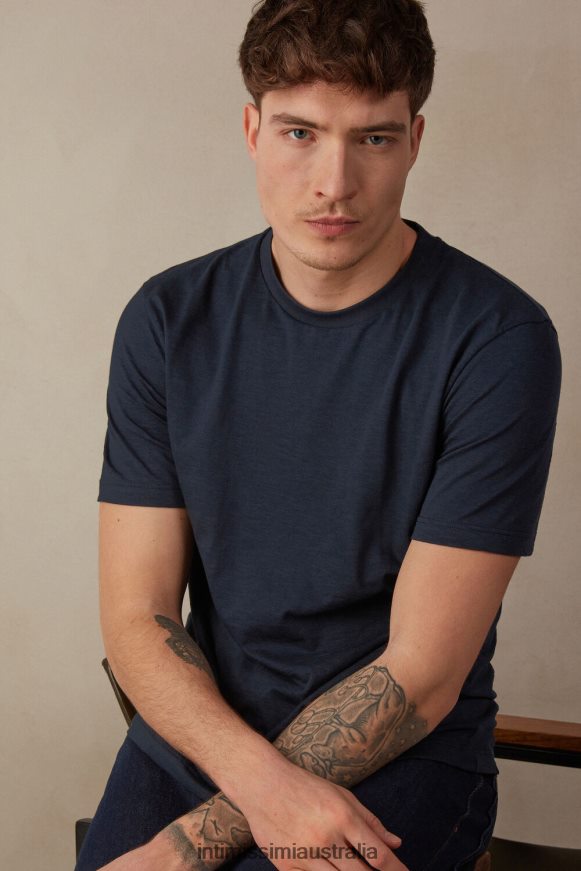 Intimissimi Men 800-Midnight Blue Apparel 0RJT48192 Slub Cotton T-shirt