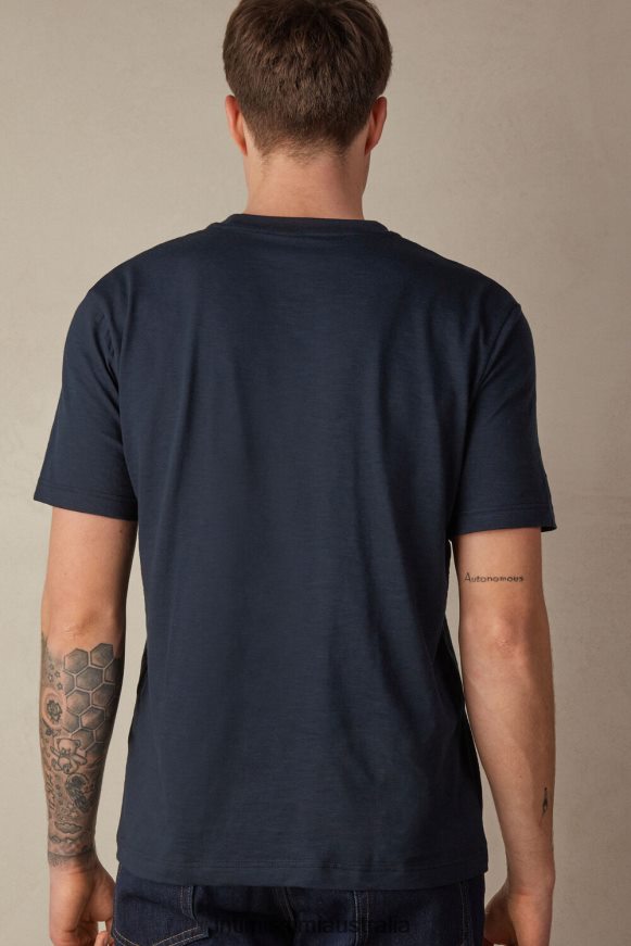 Intimissimi Men 800-Midnight Blue Apparel 0RJT48192 Slub Cotton T-shirt