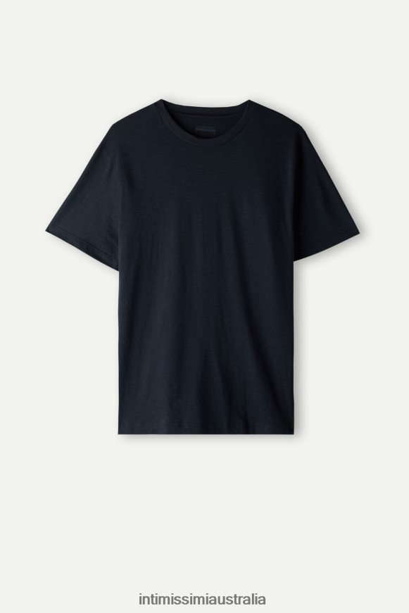 Intimissimi Men 800-Midnight Blue Apparel 0RJT48192 Slub Cotton T-shirt