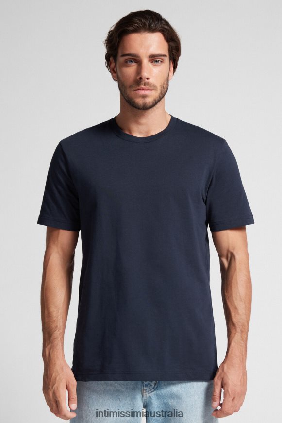 Intimissimi Men 800-Midnight Blue Apparel 0RJT48224 Cotton Jersey T-Shirt