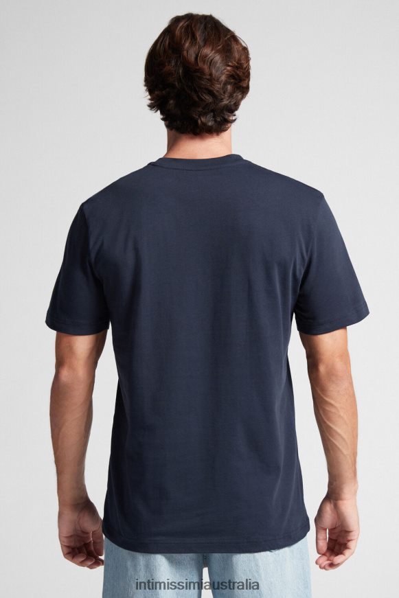 Intimissimi Men 800-Midnight Blue Apparel 0RJT48224 Cotton Jersey T-Shirt