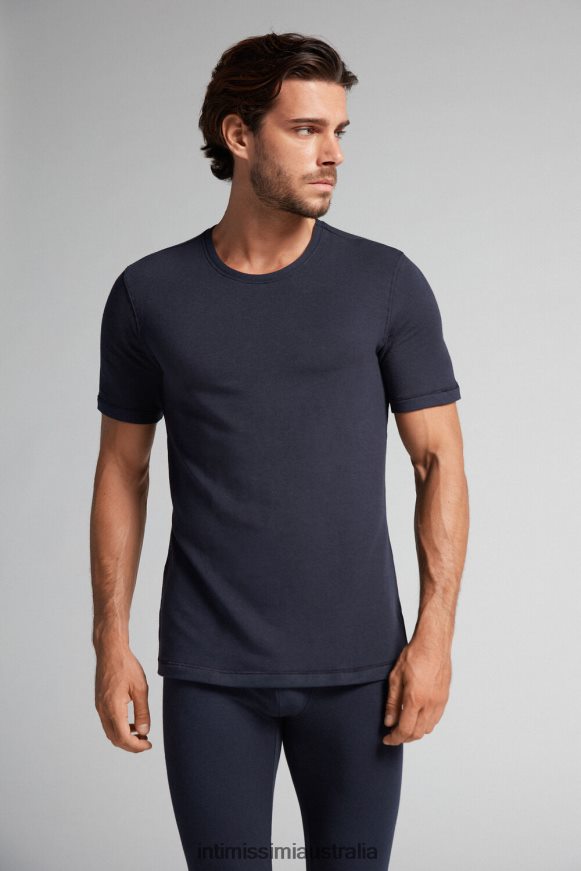 Intimissimi Men 800-Midnight Blue Apparel 0RJT48253 Short-Sleeve Modal-Cashmere Top