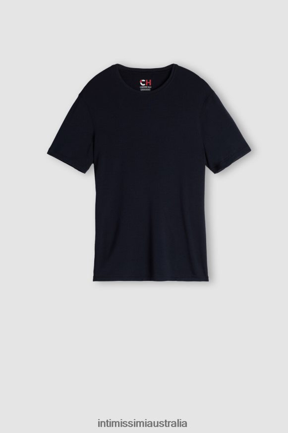 Intimissimi Men 800-Midnight Blue Apparel 0RJT48253 Short-Sleeve Modal-Cashmere Top