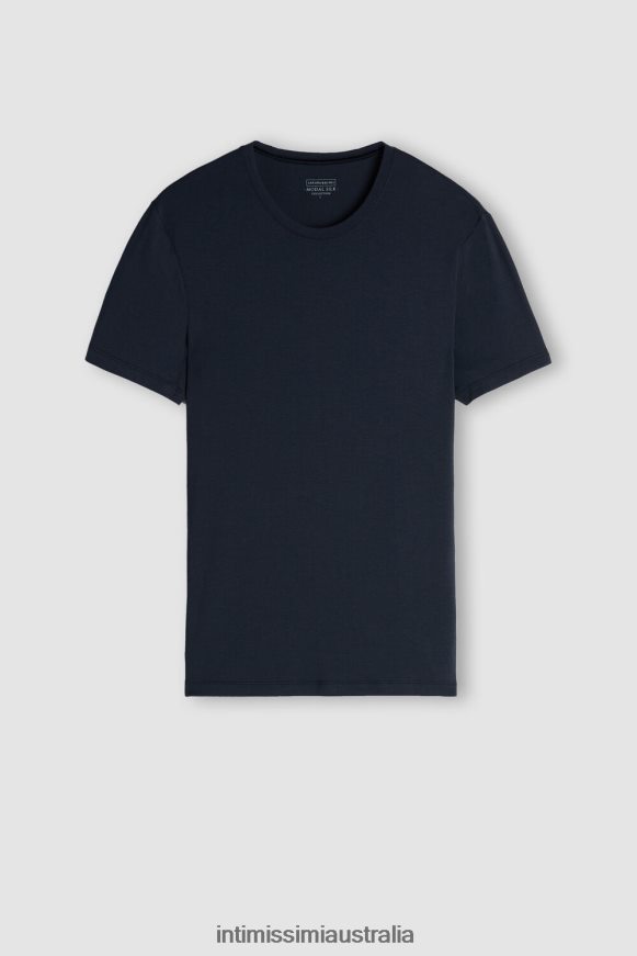 Intimissimi Men 800-Midnight Blue Apparel 0RJT48260 Modal and Silk T-Shirt