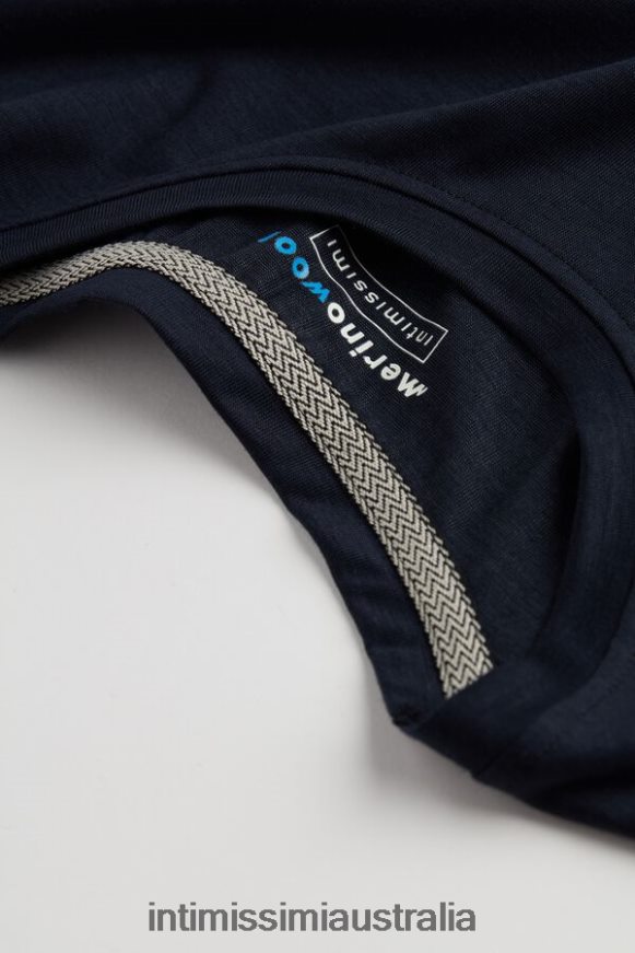 Intimissimi Men 800-Midnight Blue Apparel 0RJT48276 Short-Sleeve T-Shirt in Stretch Merino Wool