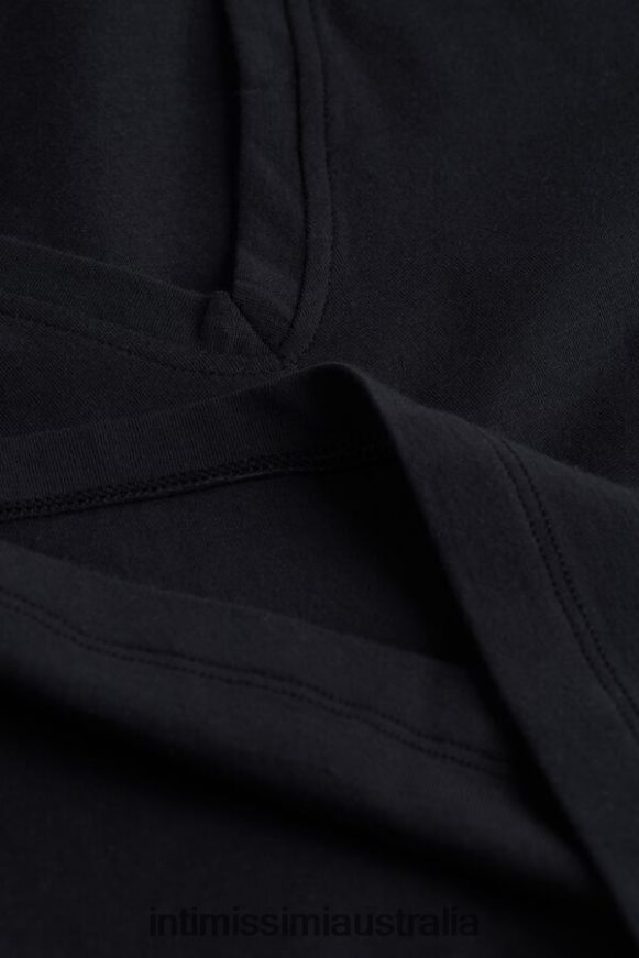 Intimissimi Men 800-Midnight Blue Apparel 0RJT48282 Stretch Supima Cotton T-Shirt with V Neck