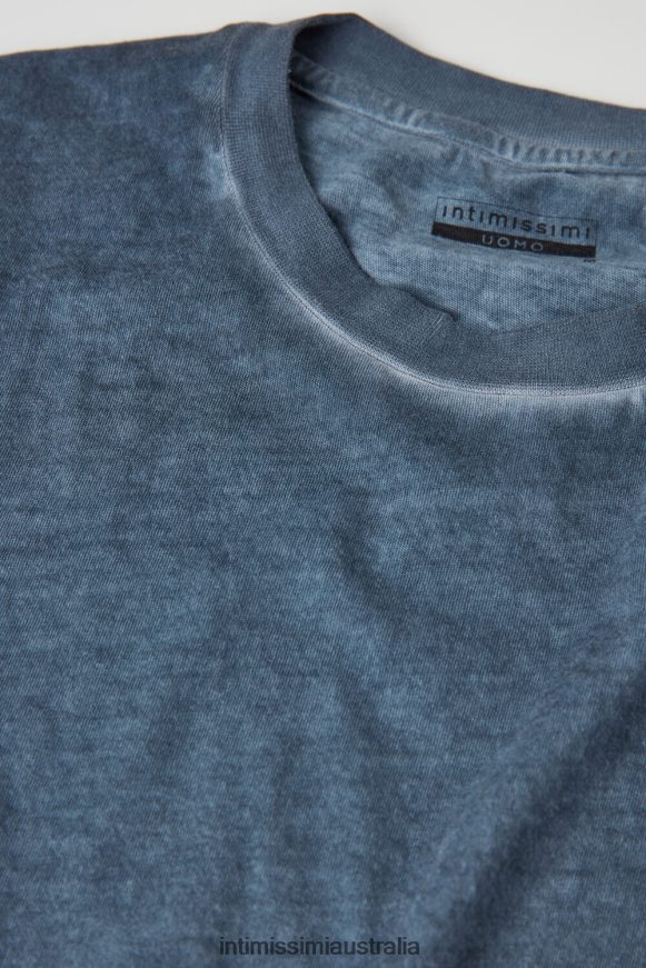 Intimissimi Men 857I-Dark Blue Apparel 0RJT48212 Oil Washed Short-Sleeved Cotton Top