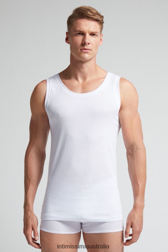 Intimissimi Men 001-White Apparel 0RJT48272 Supima Cotton Vest Top with Round Neck